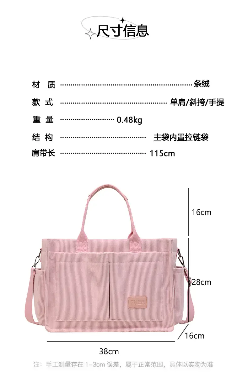 Cross-Border College Style Canvas Bag Large Capacity Crossbody Bag — feature 5
