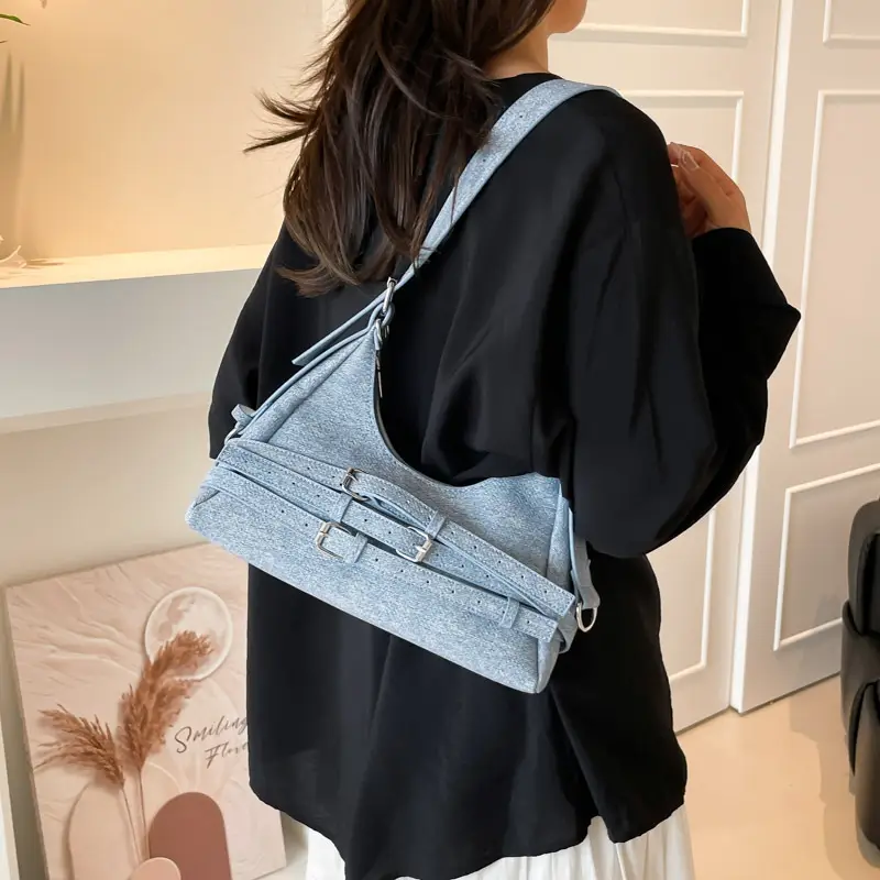 Light Blue Cross-Border Shoulder Bag for Women - Image 7