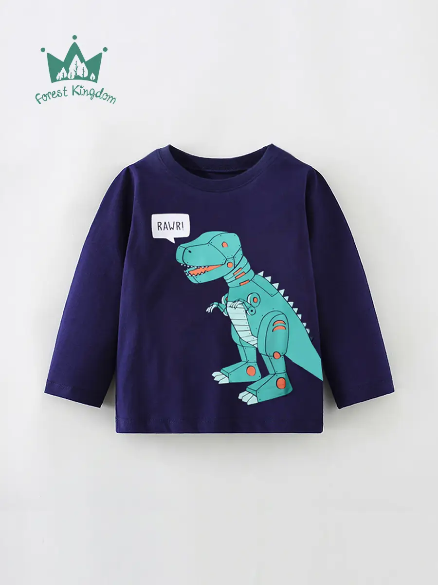 2025 Kids Cotton Blue Dinosaur T-Shirt Round Neck - Image 2