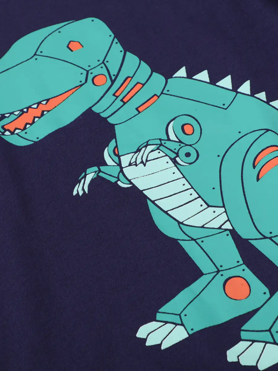 2025 Kids Cotton Blue Dinosaur T-Shirt Round Neck - Image 4