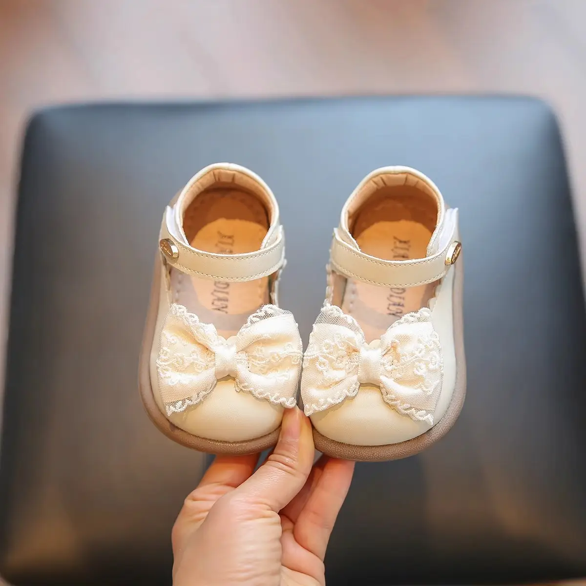 Baby Girl Flats Shoes Black White 1-2Yr Soft Bottom