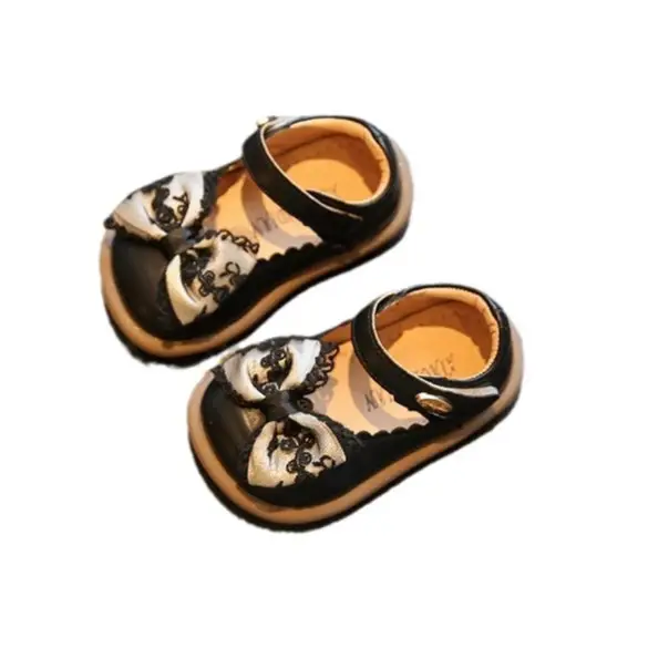 Baby Girl Flats Shoes Black White 1-2Yr Soft Bottom