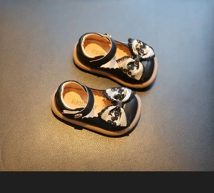 Baby Girl Flats Shoes Black White 1-2Yr Soft Bottom — feature 12