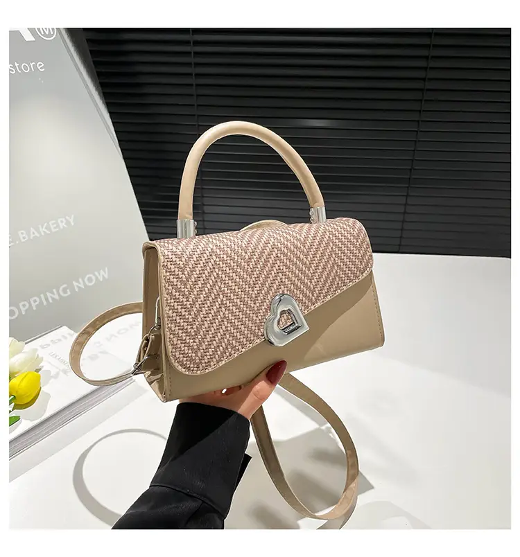 Women's 2025 Stitched Shoulder Bag Brown Textured — feature 33