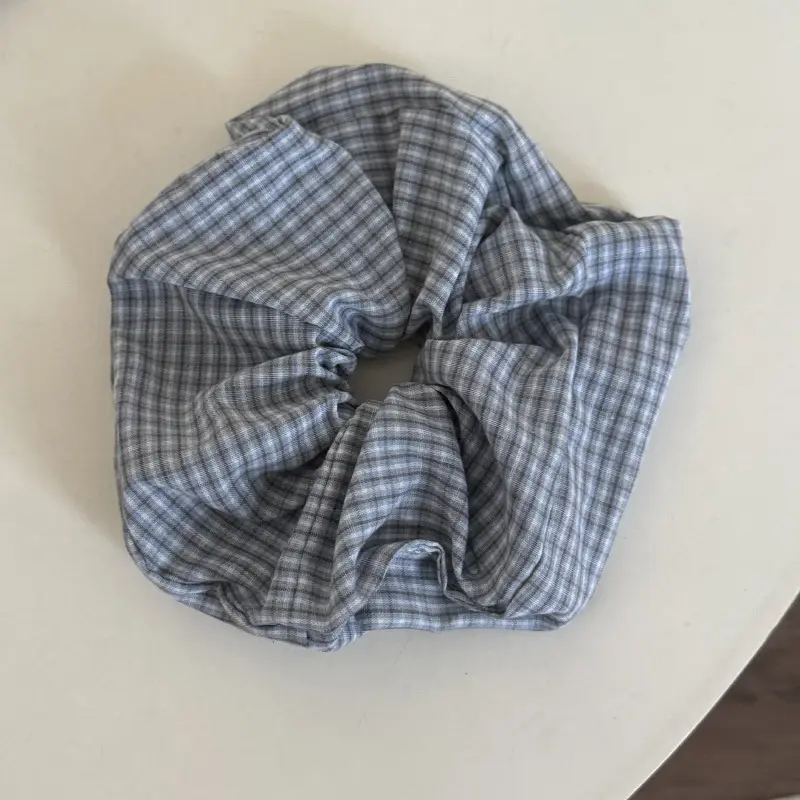Dark Blue Plaid Textured Headband for Women - Image 7