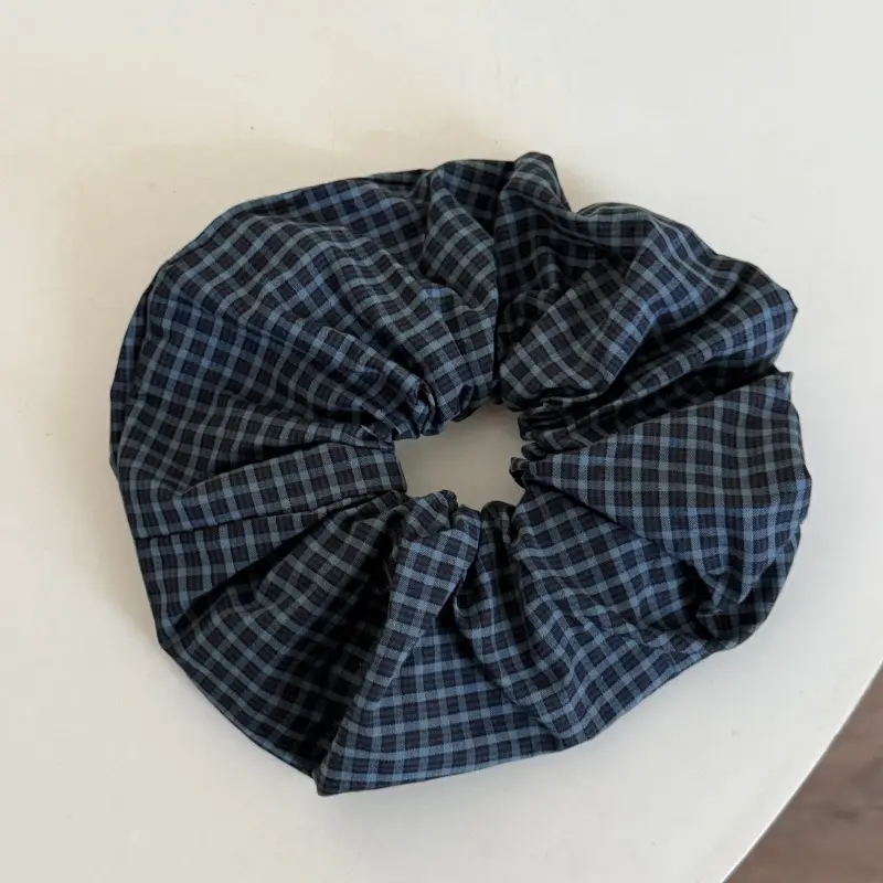 Dark Blue Plaid Textured Headband for Women - Image 2