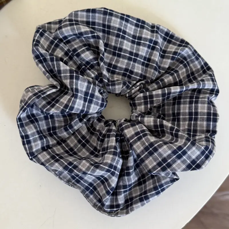 Dark Blue Plaid Textured Headband for Women β feature 11
