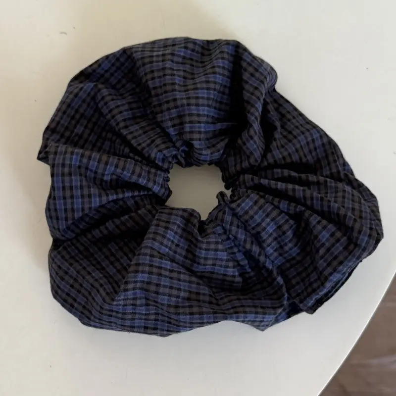 Dark Blue Plaid Textured Headband for Women β feature 12