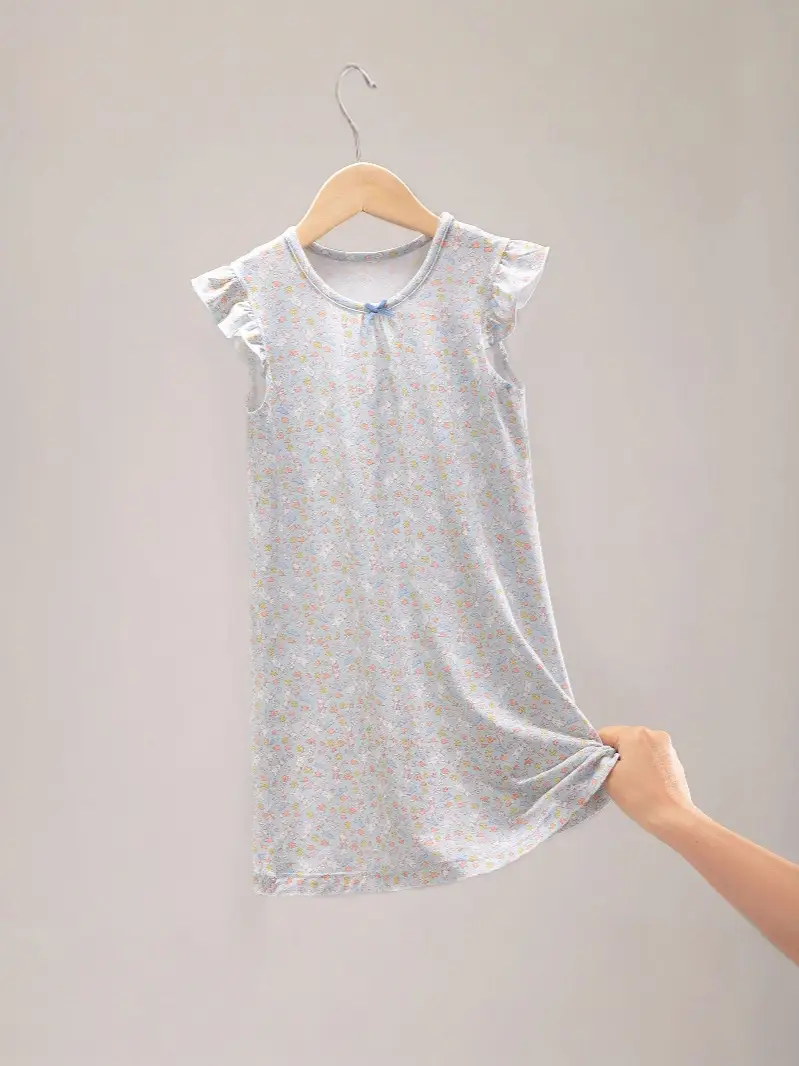 Girls Pajamas 2025 New Summer Children's Ice Silk Nightgown Thin Girls Skirt Baby Middle and Large Children Princess Style