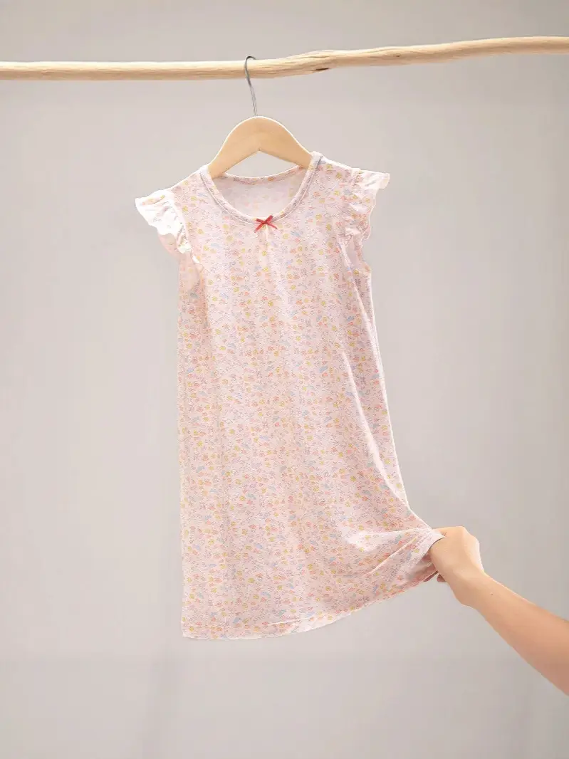 Girls Pajamas 2025 New Summer Children's Ice Silk Nightgown Thin Girls Skirt Baby Middle and Large Children Princess Style