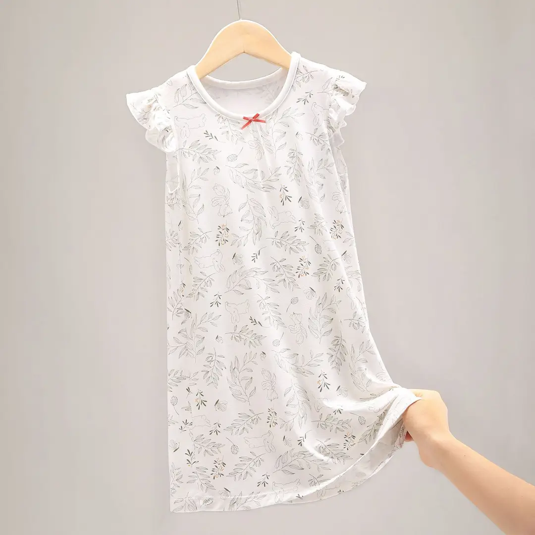 Girls Pajamas 2025 New Summer Children's Ice Silk Nightgown Thin Girls Skirt Baby Middle and Large Children Princess Style — feature 1