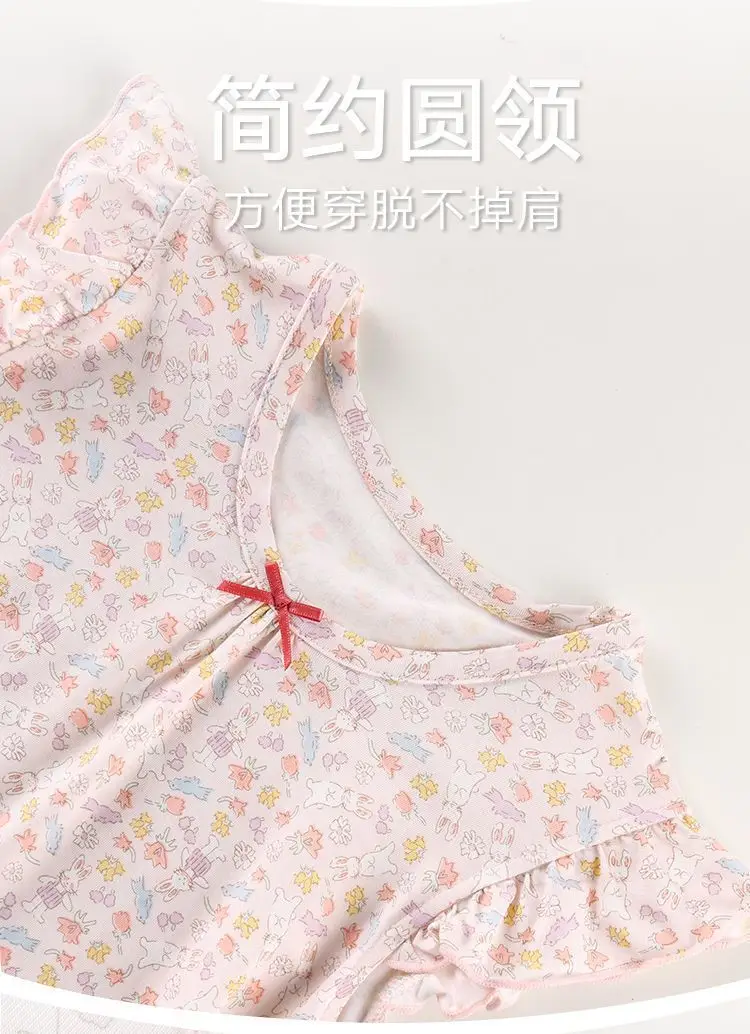 Girls Pajamas 2025 New Summer Children's Ice Silk Nightgown Thin Girls Skirt Baby Middle and Large Children Princess Style — feature 3