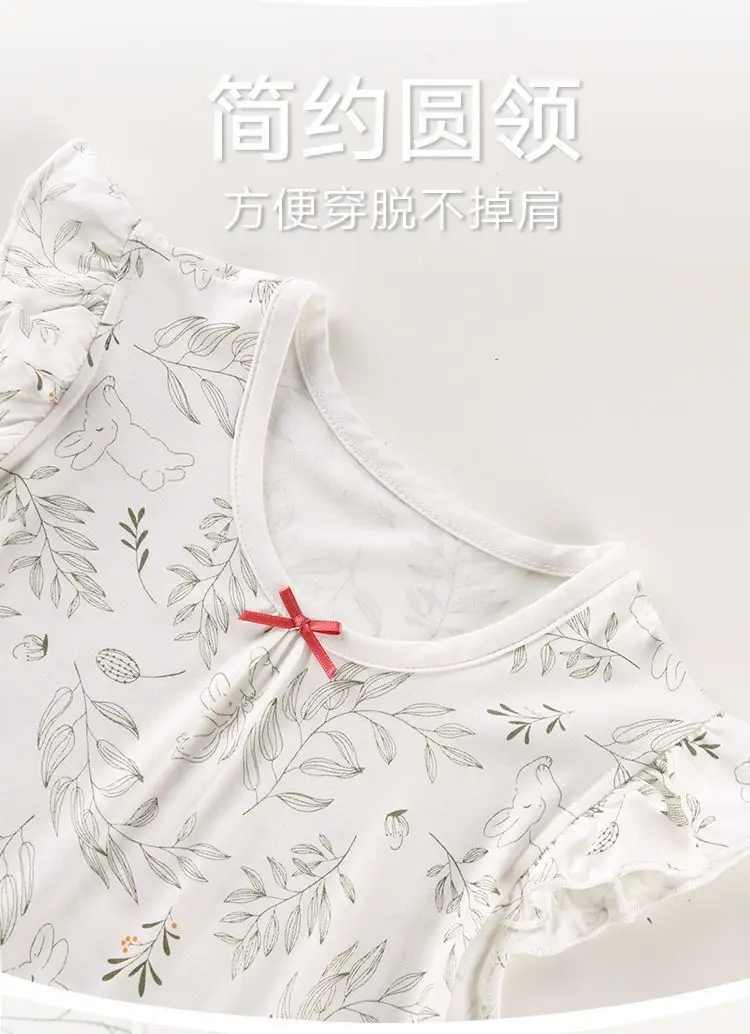 Girls Pajamas 2025 New Summer Children's Ice Silk Nightgown Thin Girls Skirt Baby Middle and Large Children Princess Style — feature 8