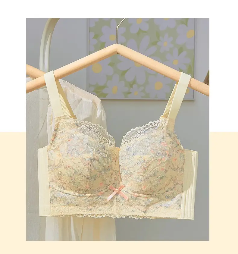 No Rims, Thin, Breathable, Breast-Retracting, Full-Cup, Big-Breasted, Slimming Intimates, Women's Large Size Push-Up Bra, Lace Bra — feature 17
