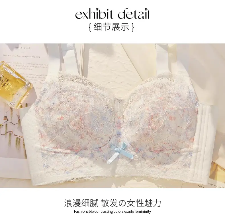No Rims, Thin, Breathable, Breast-Retracting, Full-Cup, Big-Breasted, Slimming Intimates, Women's Large Size Push-Up Bra, Lace Bra — feature 23