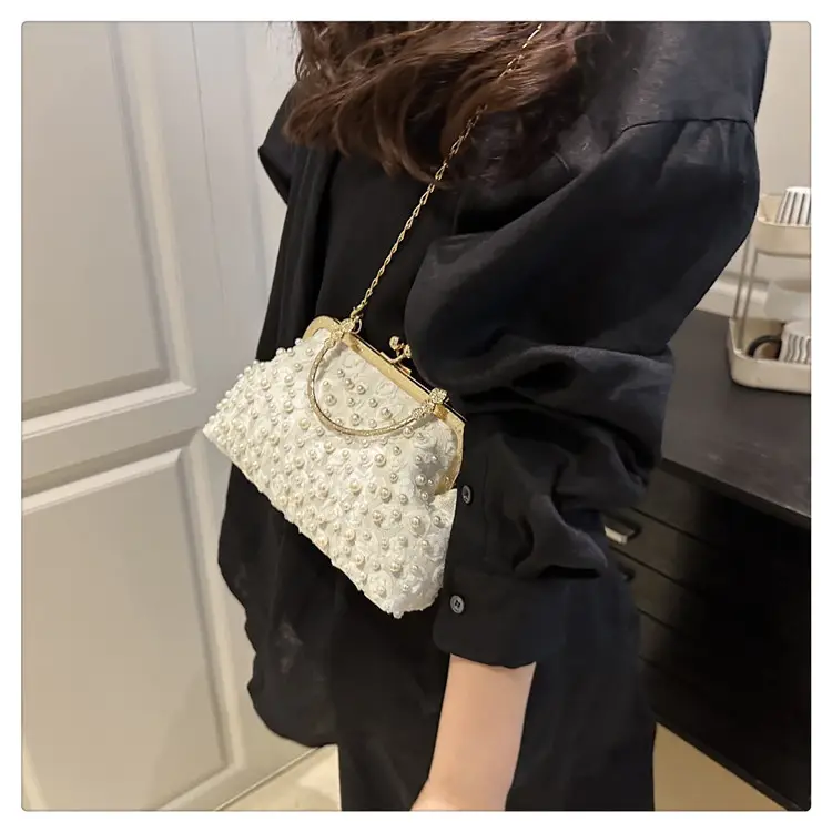 Purple Beaded Clutch Bag with Gold Chain & Crossbody Design — feature 20