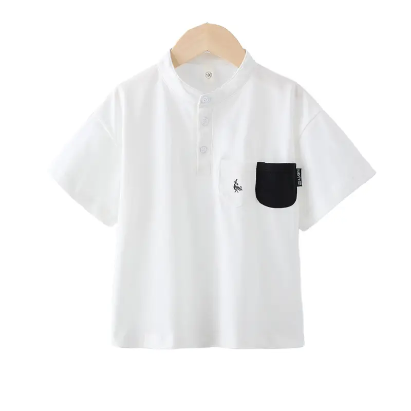 Boys Cotton Polo T-Shirt 2025 Summer White Black Kids - Image 5