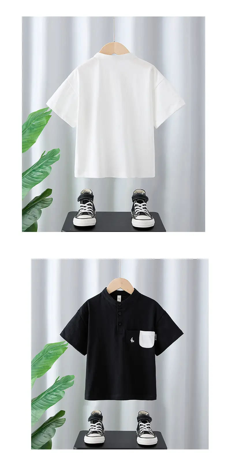 Boys Cotton Polo T-Shirt 2025 Summer White Black Kids — feature 5