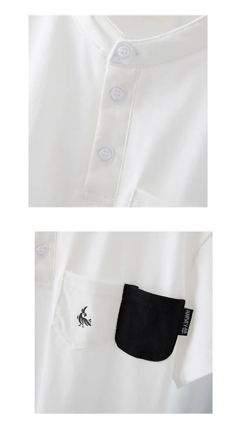 Boys Cotton Polo T-Shirt 2025 Summer White Black Kids — feature 7