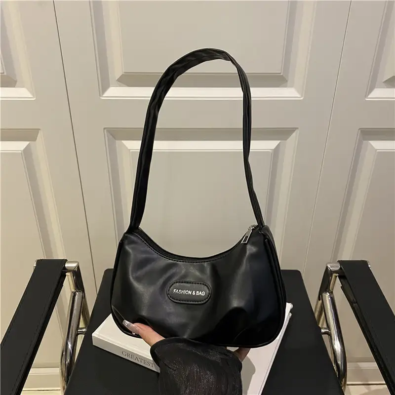 2025 Korean Style Pleated Shoulder Bag Women's Black - Image 5