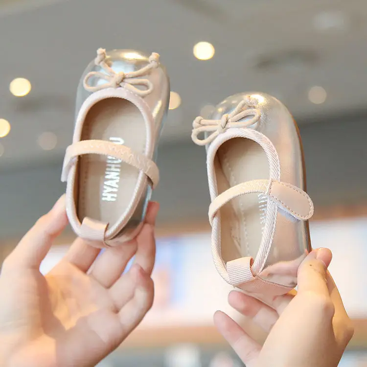 Baby Girl's Gold Bow Flat Shoes One Year Old