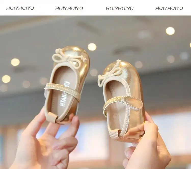 Baby Girl's Gold Bow Flat Shoes One Year Old — feature 12