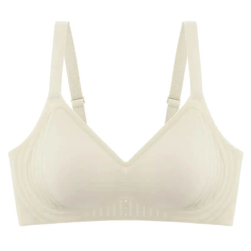 Nude Seamless Intimates for Women, Jelly Soft Support, Breast Reduction, Anti-Sagging, Adjustable, Wire-Free, Ultra-Soft Thin Bra