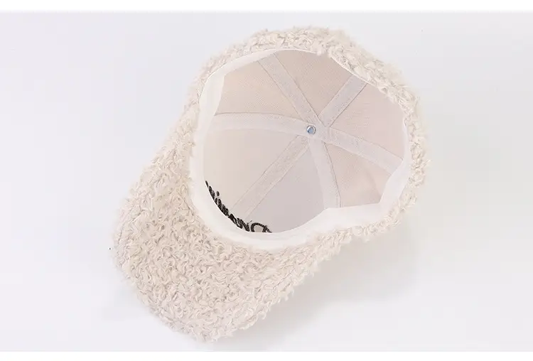 Women's Plush Embroidered Baseball Cap Winter Warm — feature 9