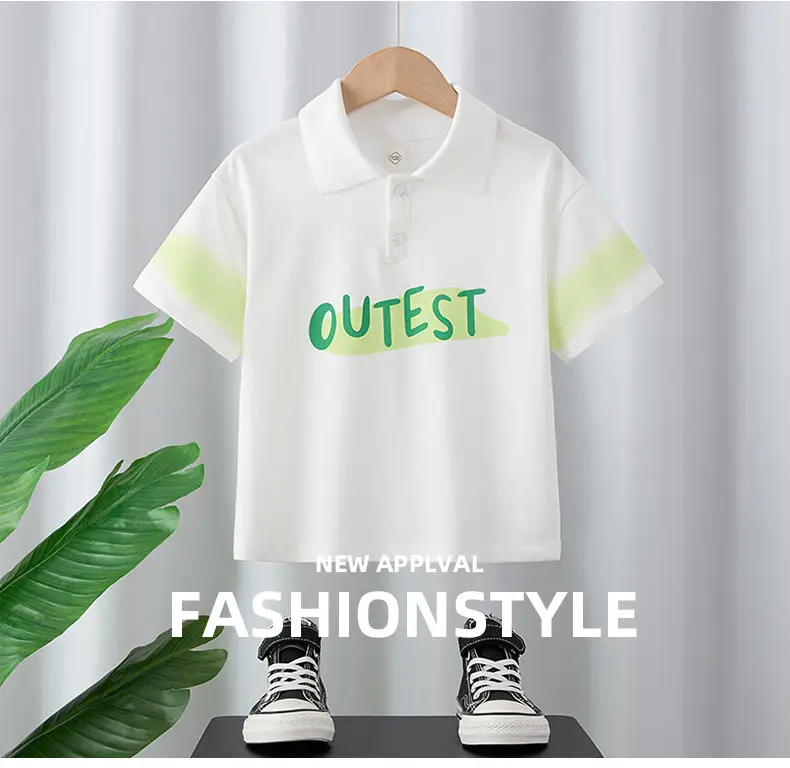 White Korean Style Boys T-Shirt 2025 Summer — feature 1