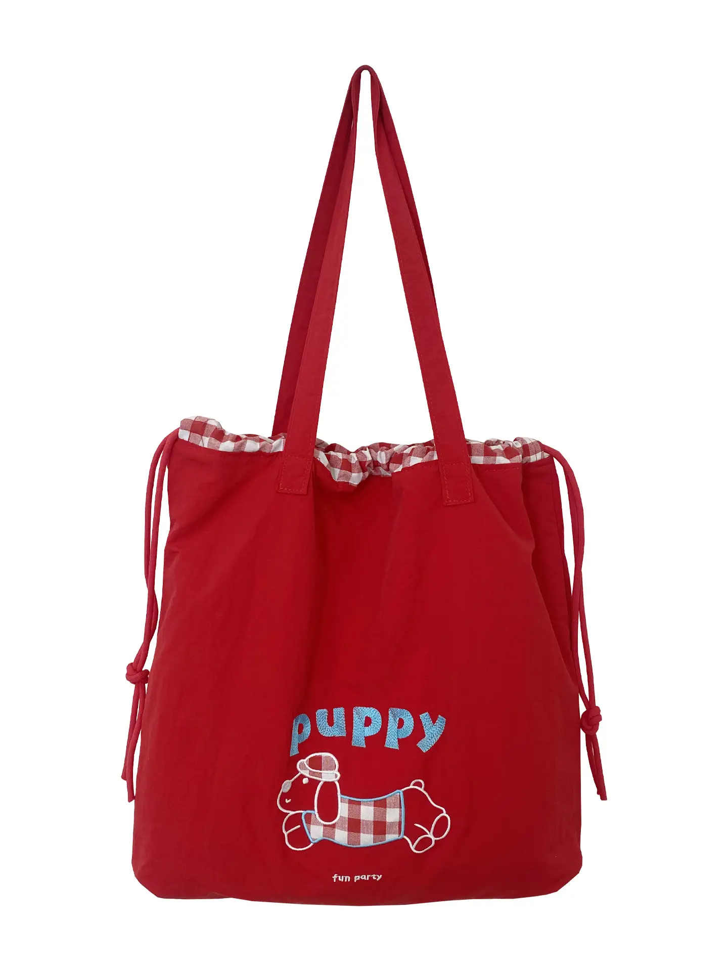 Cute Embroidered Puppy Drawstring Tote Bags - Image 9