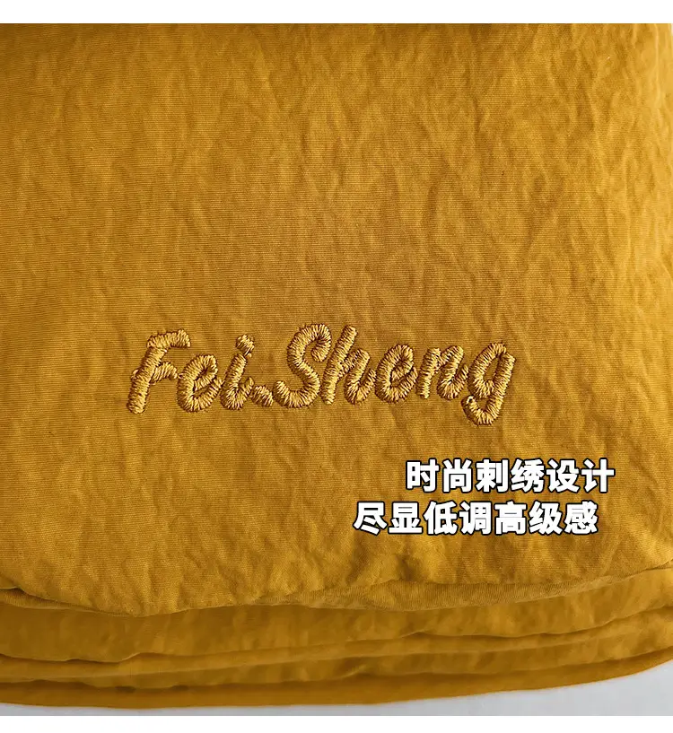 Unisex Yellow Nylon Shoulder Bag with 5 Pockets — feature 5