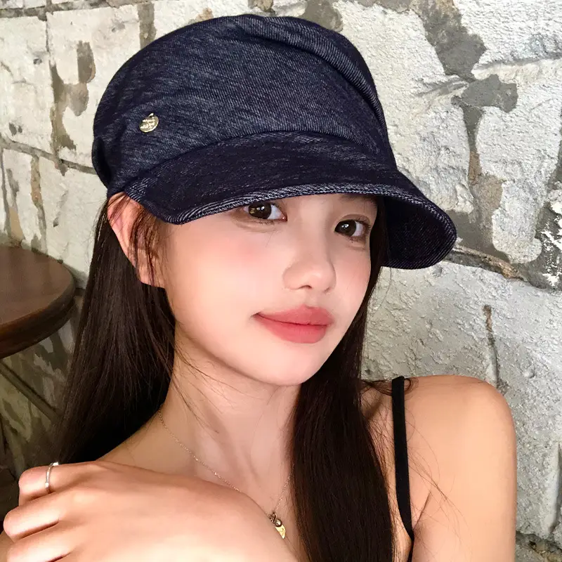 Vintage Blue Pleated Denim Hat for Women - Image 3