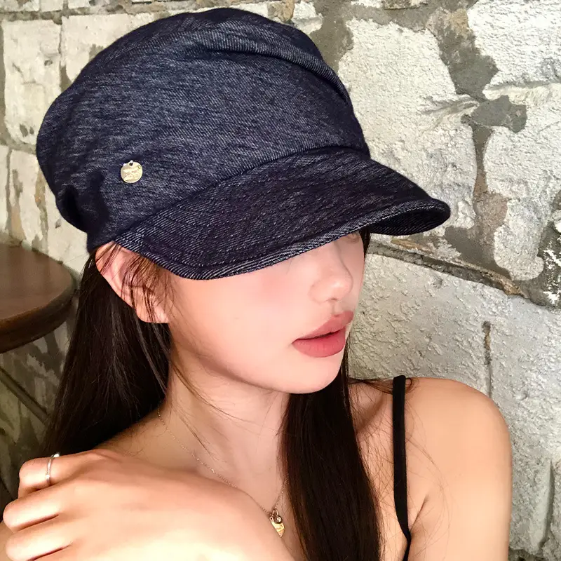 Vintage Blue Pleated Denim Hat for Women - Image 4