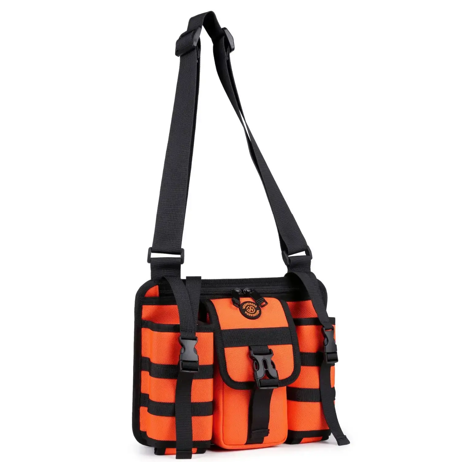 Men's Orange Casual Shoulder Bag with Water Cup & Crossbody Strap - Image 5