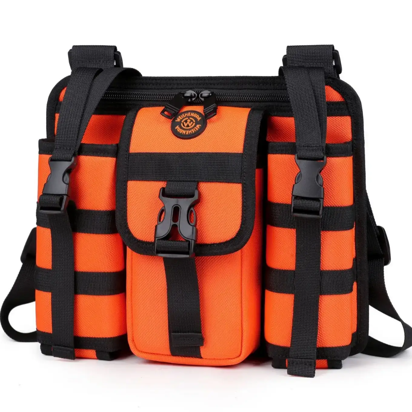 Men's Orange Casual Shoulder Bag with Water Cup & Crossbody Strap - Image 8