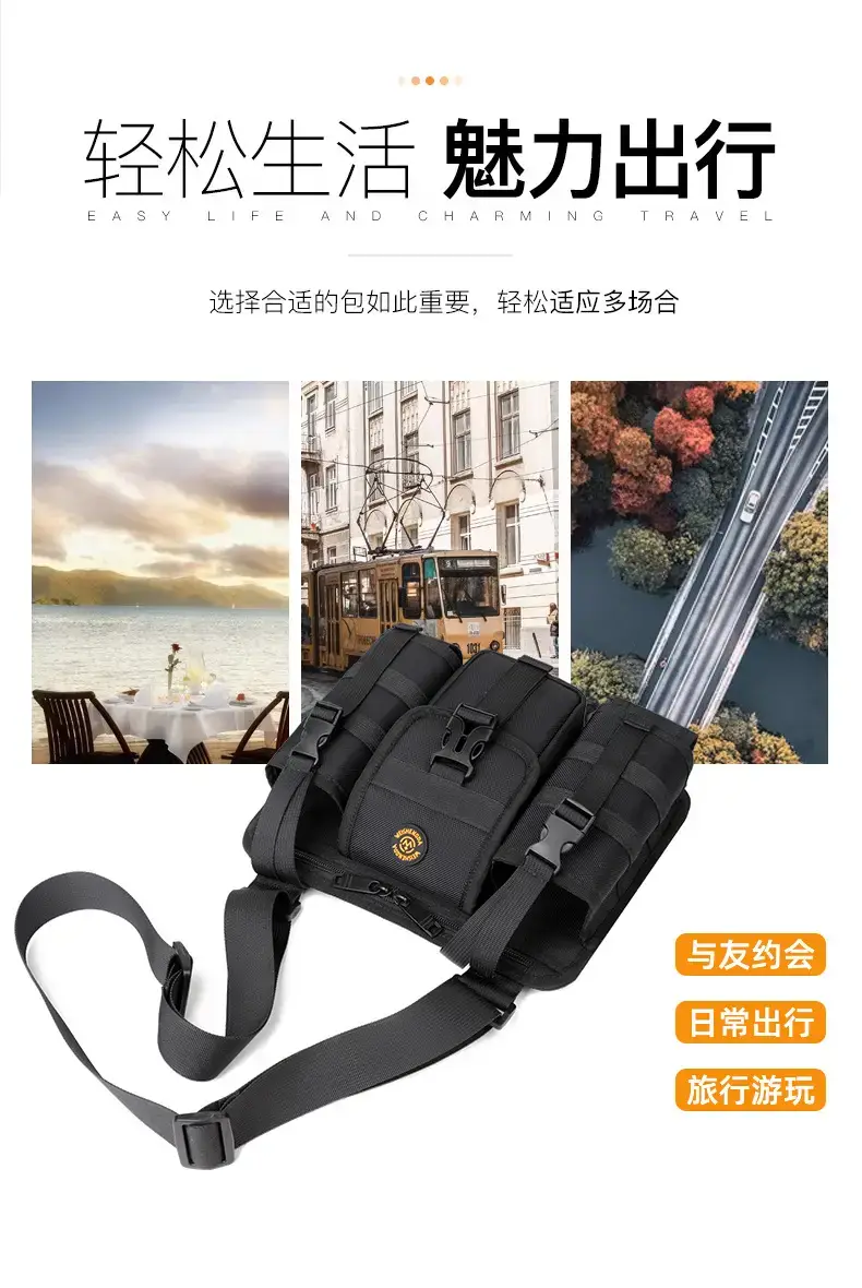 Men's Orange Casual Shoulder Bag with Water Cup & Crossbody Strap — feature 10