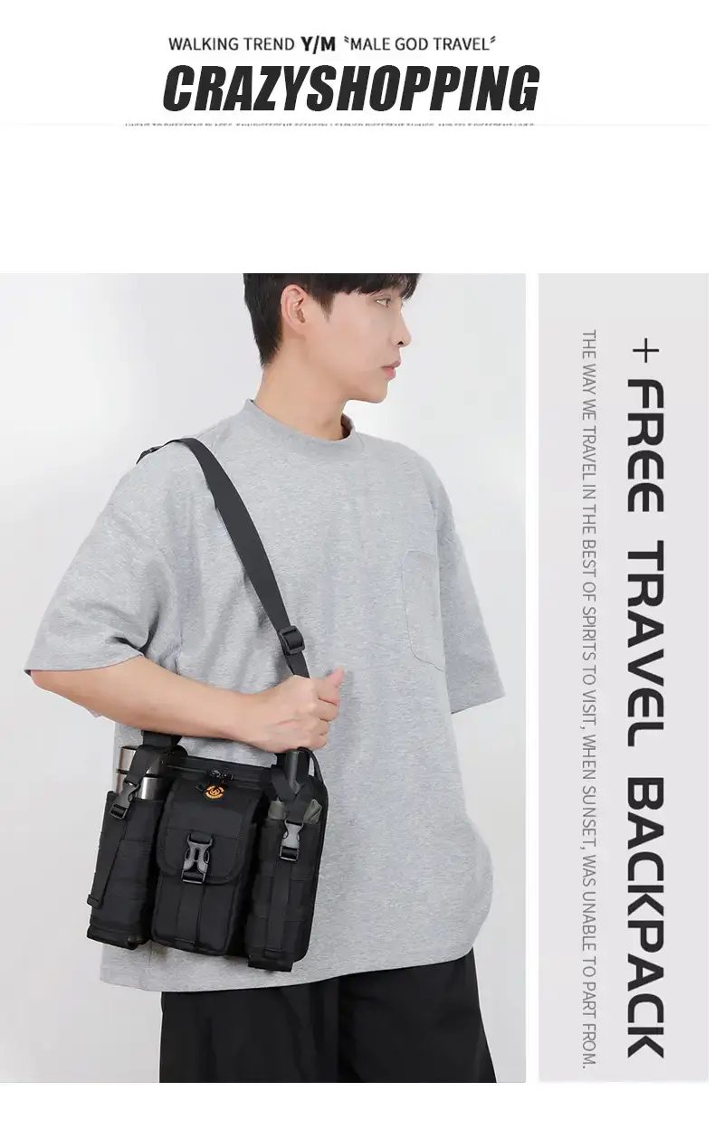 Men's Orange Casual Shoulder Bag with Water Cup & Crossbody Strap — feature 24