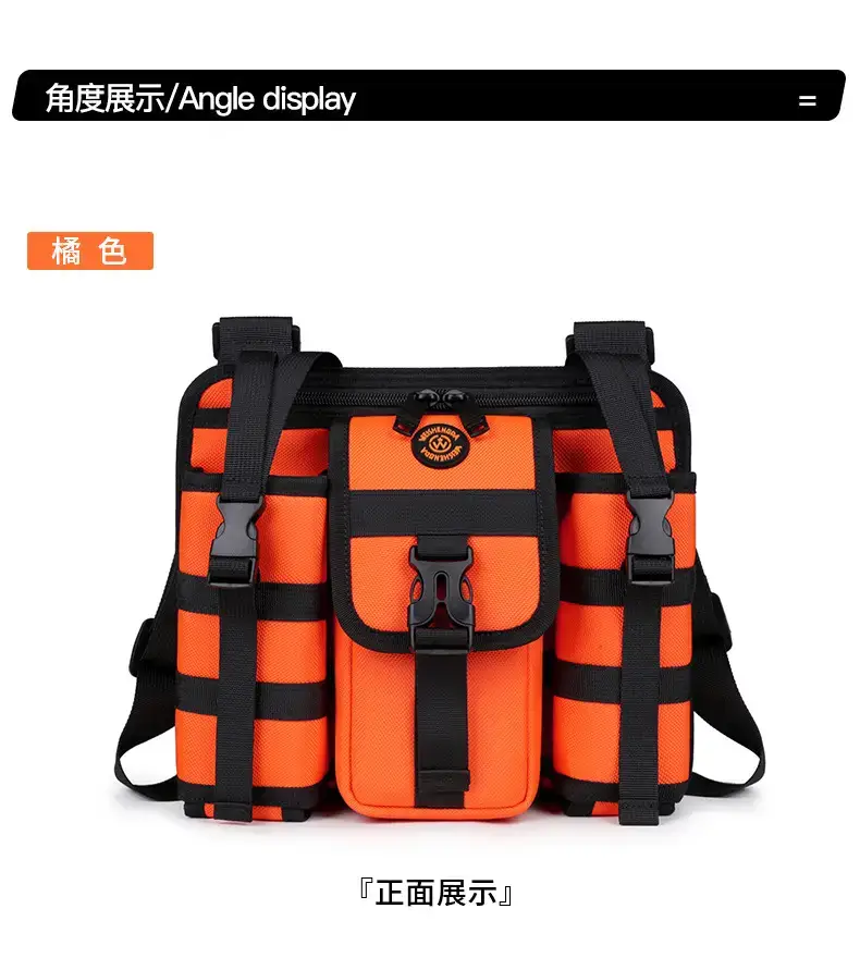 Men's Orange Casual Shoulder Bag with Water Cup & Crossbody Strap — feature 25