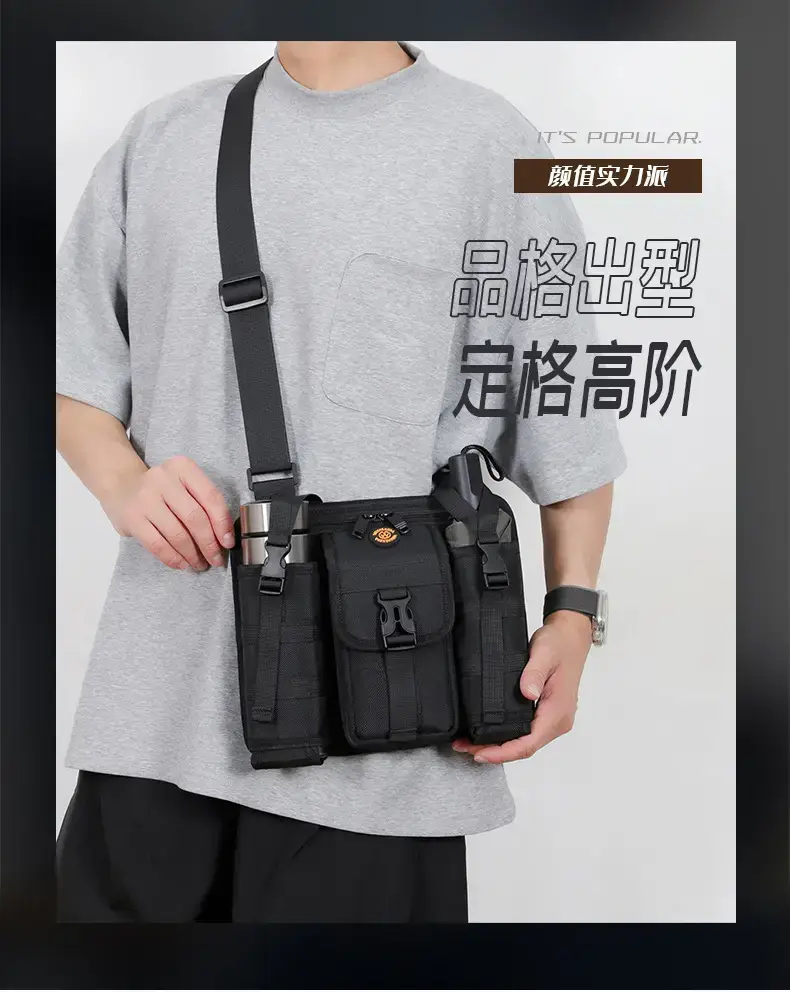 Men's Orange Casual Shoulder Bag with Water Cup & Crossbody Strap — feature 3