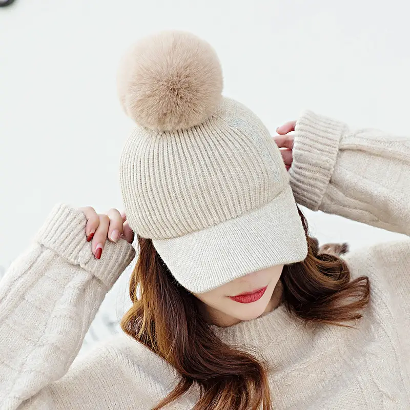 Women's Winter Pom Pom Knit Beanie with Fleece Lining - Image 18