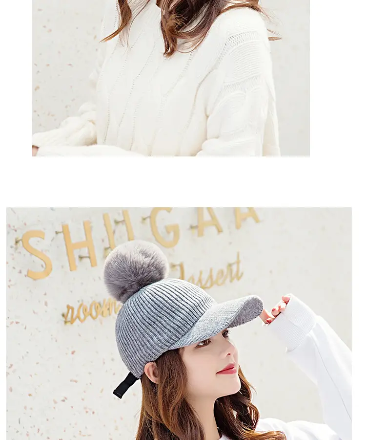 Women's Winter Pom Pom Knit Beanie with Fleece Lining — feature 15