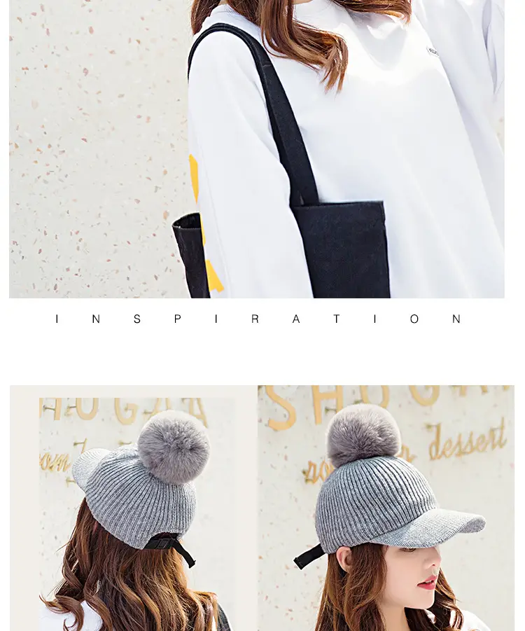 Women's Winter Pom Pom Knit Beanie with Fleece Lining — feature 16