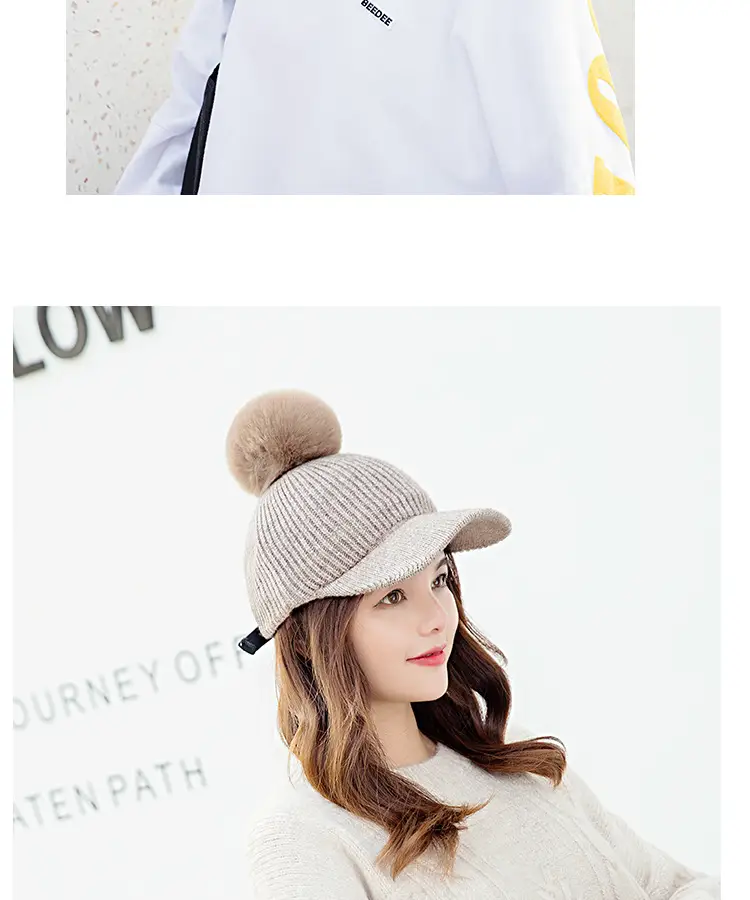 Women's Winter Pom Pom Knit Beanie with Fleece Lining — feature 18