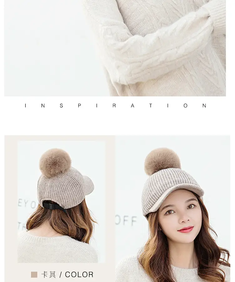 Women's Winter Pom Pom Knit Beanie with Fleece Lining — feature 19