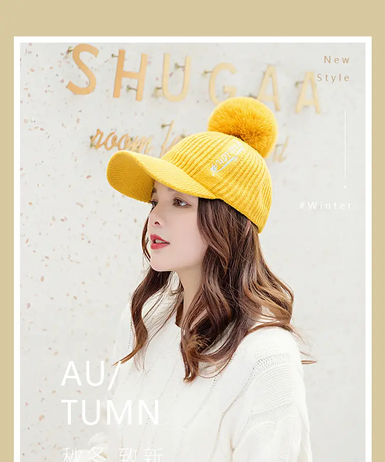 Women's Winter Pom Pom Knit Beanie with Fleece Lining — feature 3