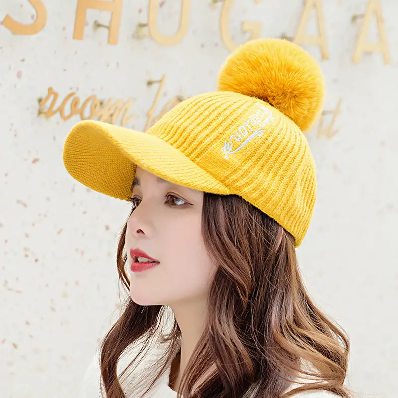 Women's Winter Pom Pom Knit Beanie with Fleece Lining - Image 2