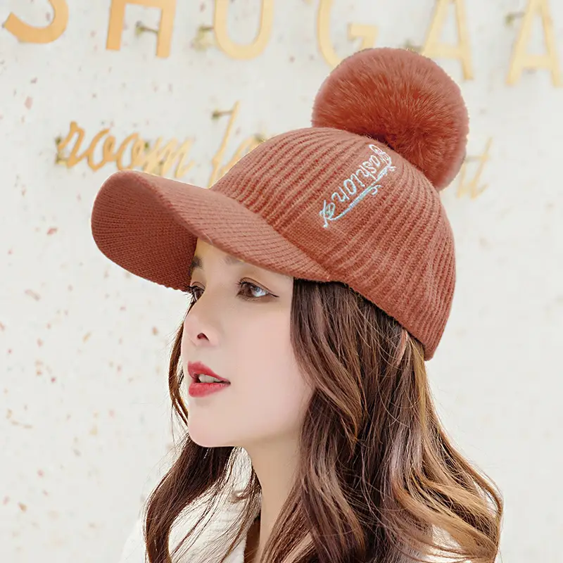 Women's Winter Pom Pom Knit Beanie with Fleece Lining - Image 3