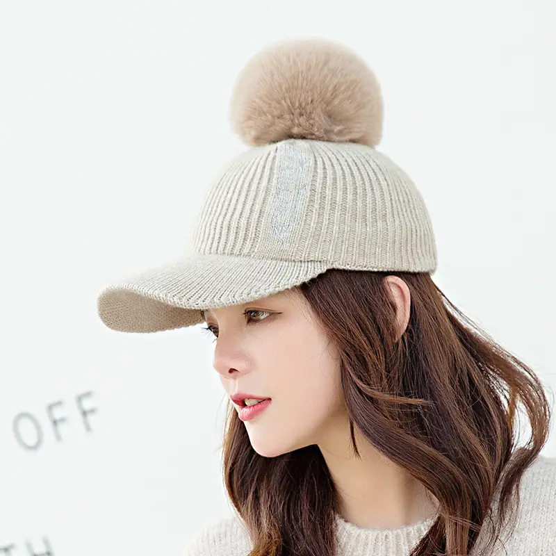 Women's Winter Pom Pom Knit Beanie with Fleece Lining - Image 5