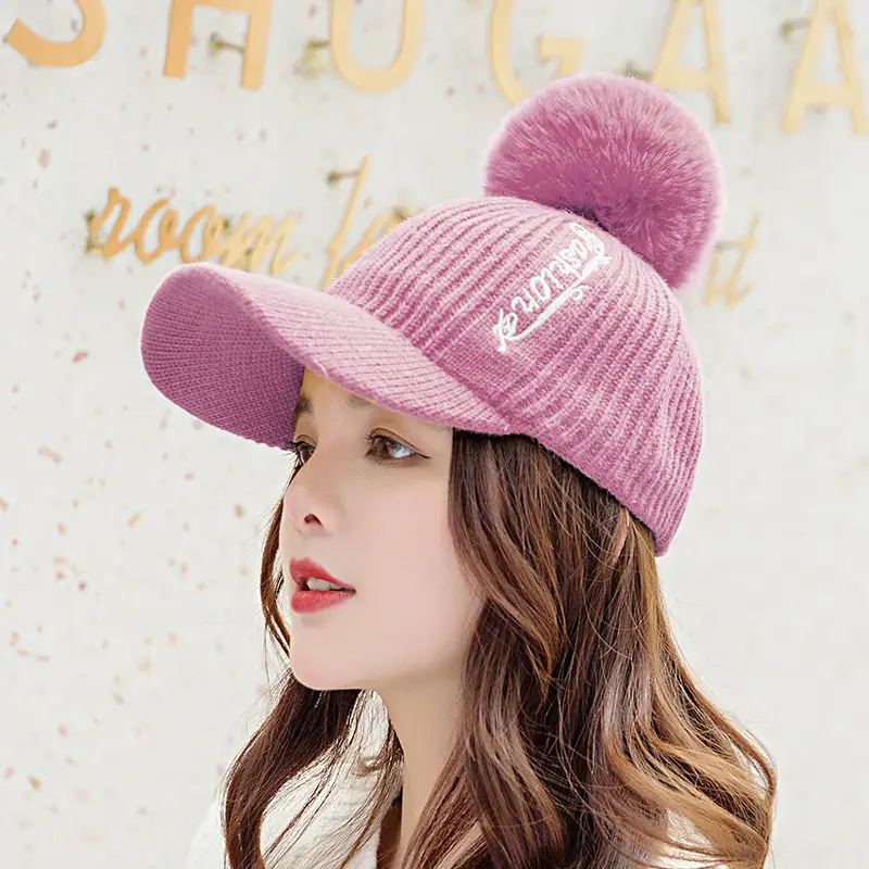 Women's Winter Pom Pom Knit Beanie with Fleece Lining - Image 6