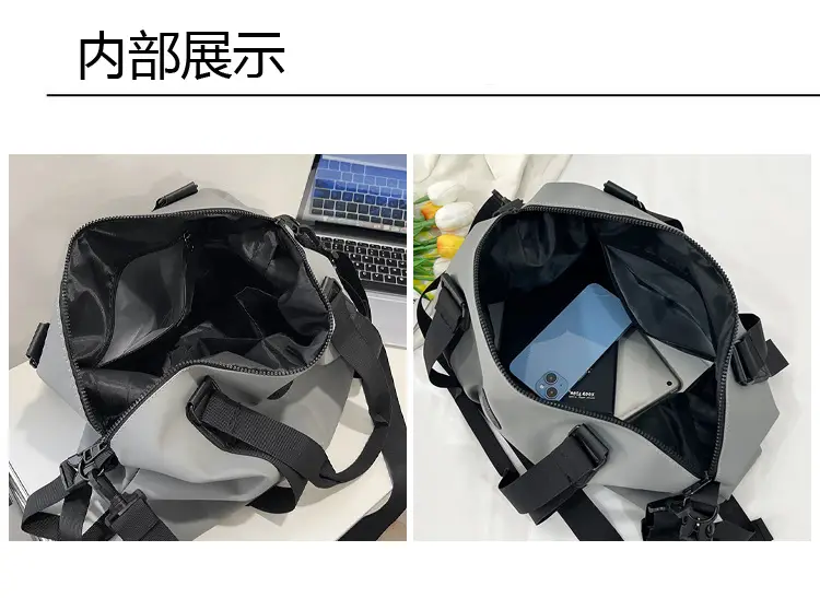Large Capacity Yoga Bag Grey Black Travel Fitness Handbag — feature 5